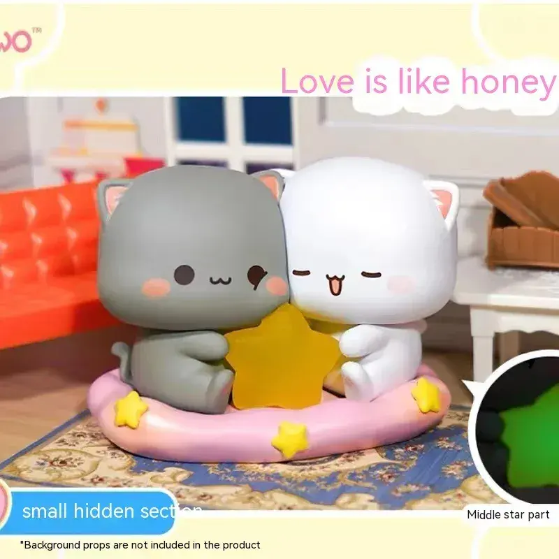 Mitao Cat 4 Seasons Love Is Like A Peach Series Toys Cute Cat Cartoon Model Collection Decoration Desk Ornament Birthday Gift