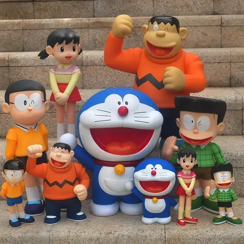 New 5pcs Anime Doraemon Kawaiifamily Gouta Takeshi Nobita Nobi Minamoto Shizuka Anime Figure Desktop Action Figurine Toy Gifts