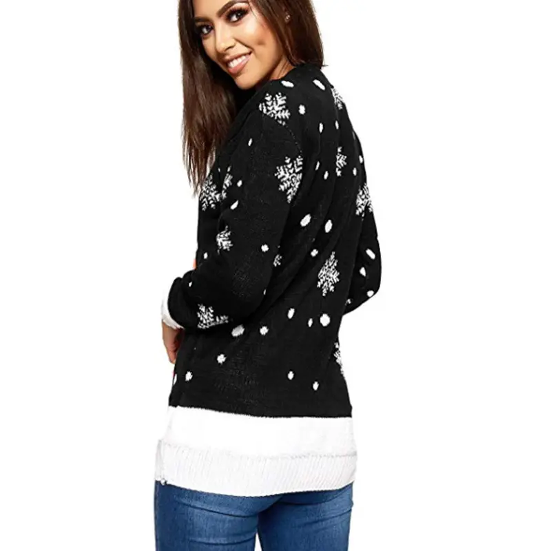 Christmas Tree Jacquard Sweater Women's European And American Style Round Neck Long Sleeve Light Up Christmas Knitted Sweater