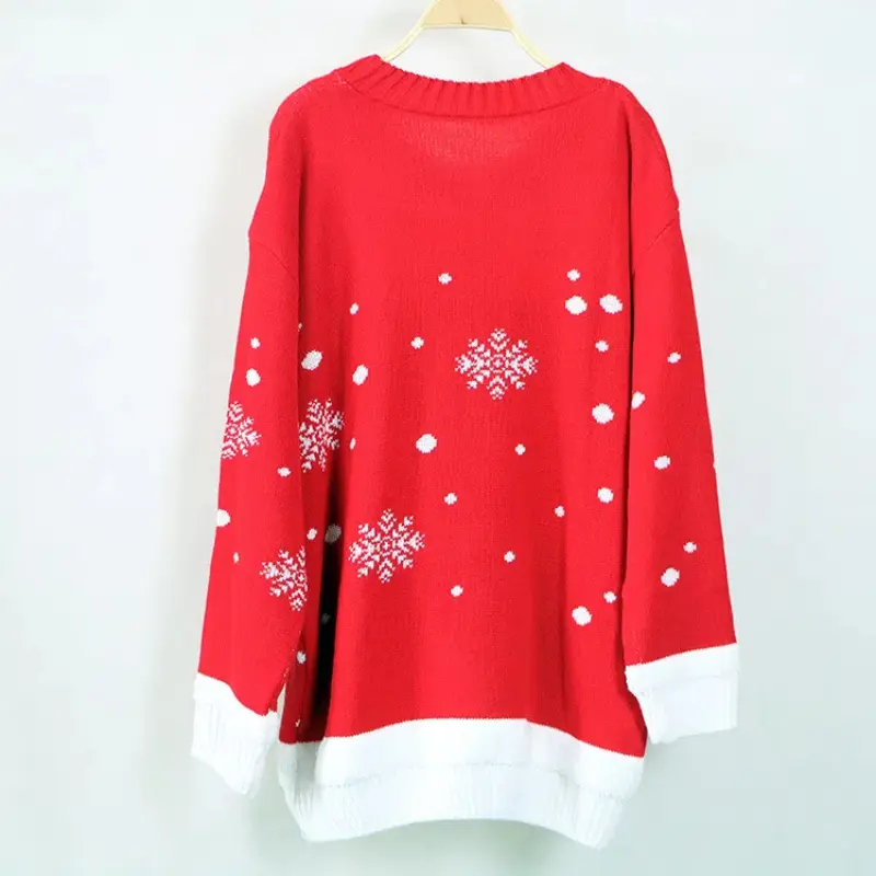 Christmas Tree Jacquard Sweater Women's European And American Style Round Neck Long Sleeve Light Up Christmas Knitted Sweater