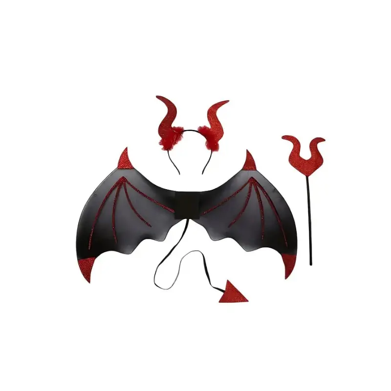 3pcs Halloween Party Cosplay Costume Party Props Demon Wings Magic Wand Hair Accessories Set Costume Props Costumes