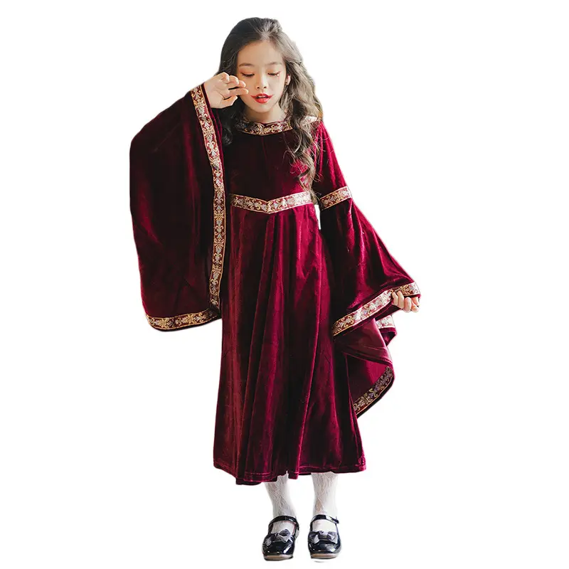 Halloween Children's Costume Retro Court Children's Dress Witch Little Red Riding Hood Long Sleeve Medieval Witch Costume