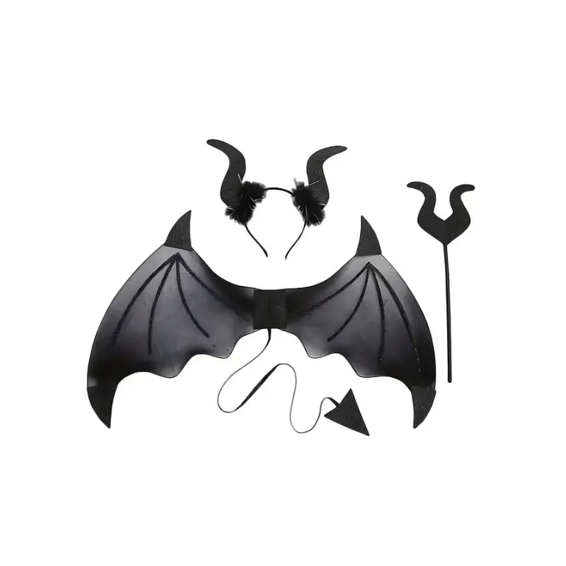 3pcs Halloween Party Cosplay Costume Party Props Demon Wings Magic Wand Hair Accessories Set Costume Props Costumes