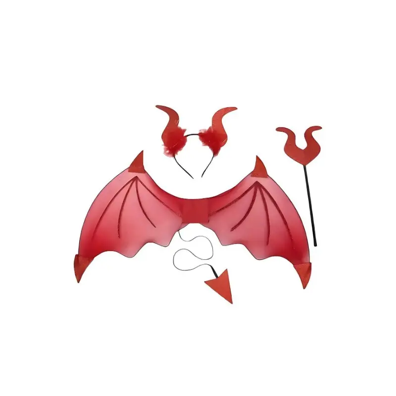 3pcs Halloween Party Cosplay Costume Party Props Demon Wings Magic Wand Hair Accessories Set Costume Props Costumes