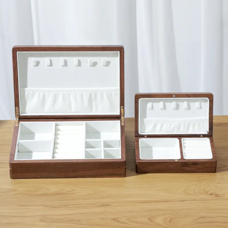Black Walnut Solid Wood Jewelry Box Ring Jewelry Diamond Ring Necklace Box Elegant Desktop Storage Solution Jewelry Packaging