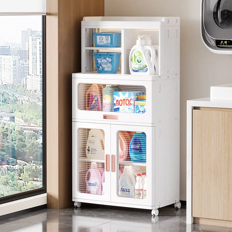 Multi-layer Folding Storage Cabinet Home Bathroom Cabinet Simple Bathroom Furniture Narrow Gap Organization Storage Racks