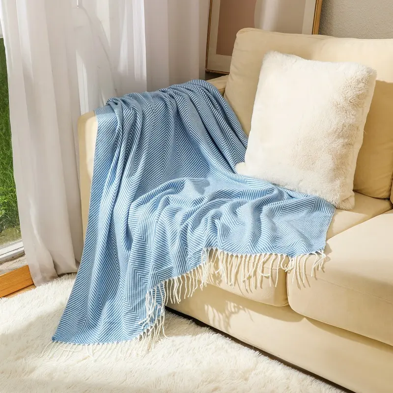 Nordic Stripes Throw Blanket Sofa Cover Bed End Towel Bedroom Decoration Blanket Leisure Soft Shawl Warm Boho Decor Bedspread