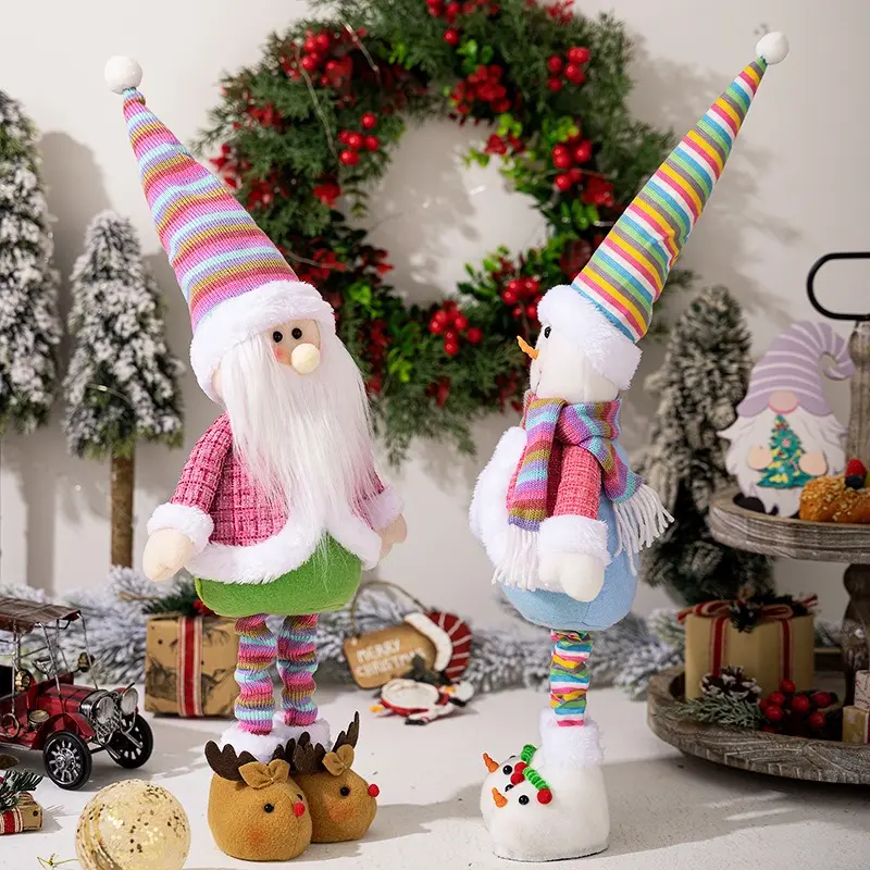 Telescopic Christmas Doll Standing Christmas Gnomes Christmas Decorations Figurine Soft Doll Retractable Telescopic Santa Claus