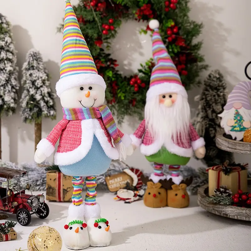 Telescopic Christmas Doll Standing Christmas Gnomes Christmas Decorations Figurine Soft Doll Retractable Telescopic Santa Claus