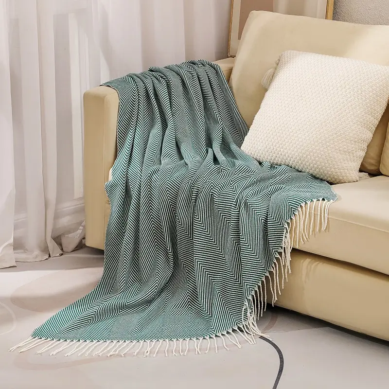 Nordic Stripes Throw Blanket Sofa Cover Bed End Towel Bedroom Decoration Blanket Leisure Soft Shawl Warm Boho Decor Bedspread
