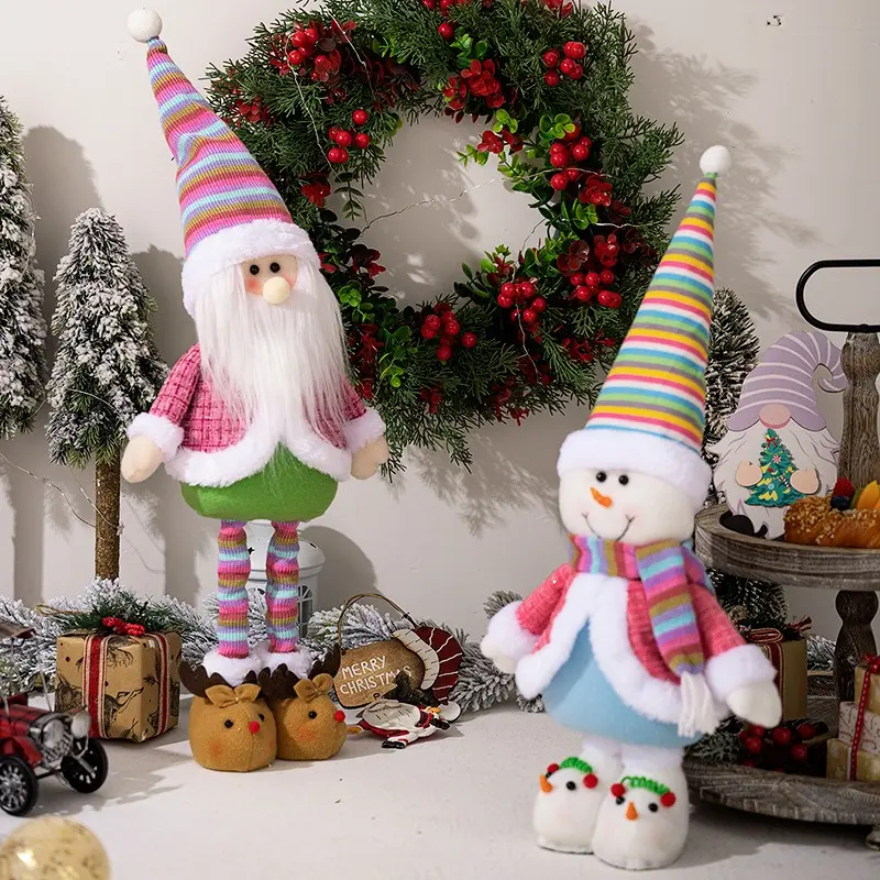 Telescopic Christmas Doll Standing Christmas Gnomes Christmas Decorations Figurine Soft Doll Retractable Telescopic Santa Claus