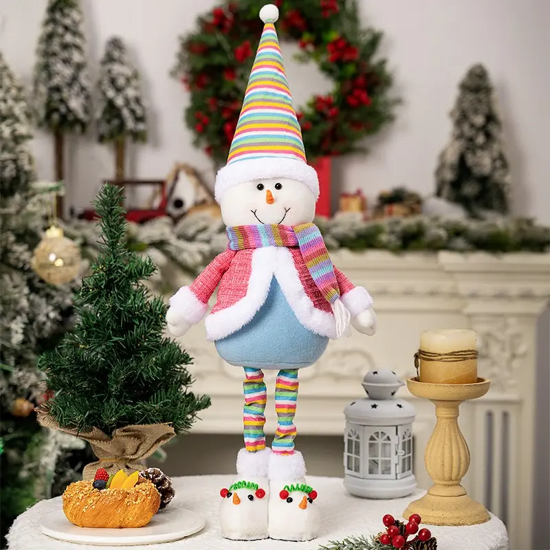 Telescopic Christmas Doll Standing Christmas Gnomes Christmas Decorations Figurine Soft Doll Retractable Telescopic Santa Claus