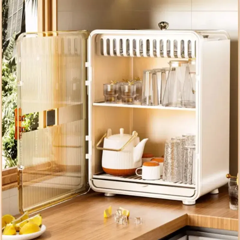 Item Storage Magnetic Tabletop Cup Storage Rack Dustproof Tea Set Organizer Coffee Drain Storage Box Durable and Stylish Design