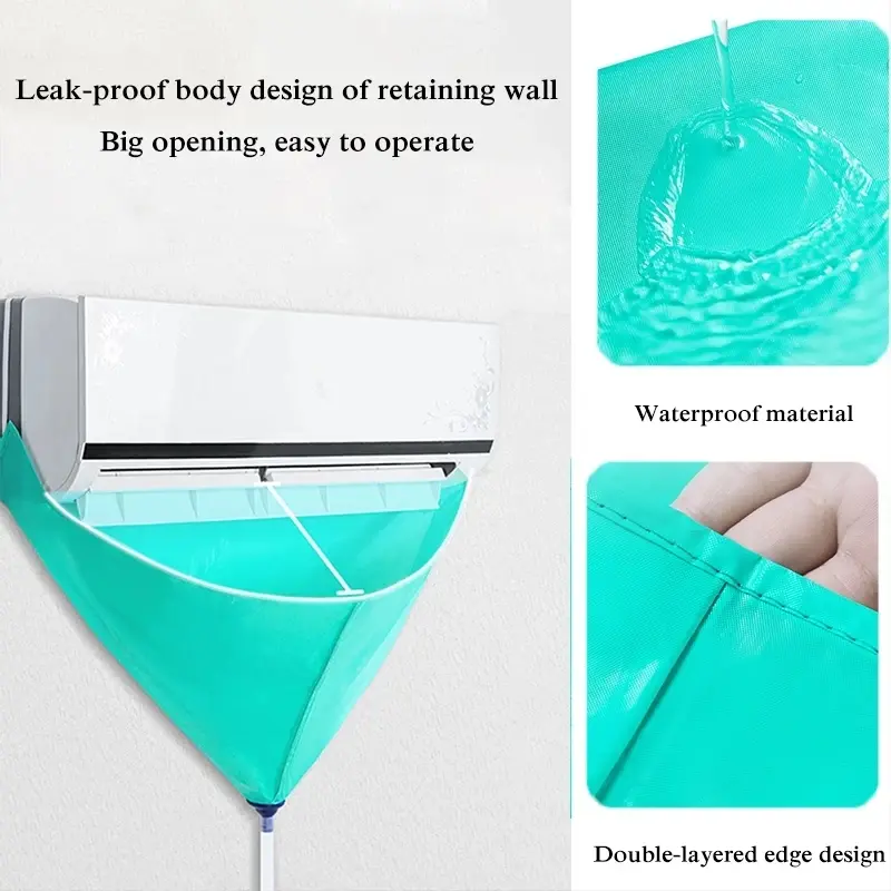 Large Air Conditioner Cleaning Cover with Water Pipe Kit Waterproof Conditioning Cleaner Dust Protection Wash Bag Set