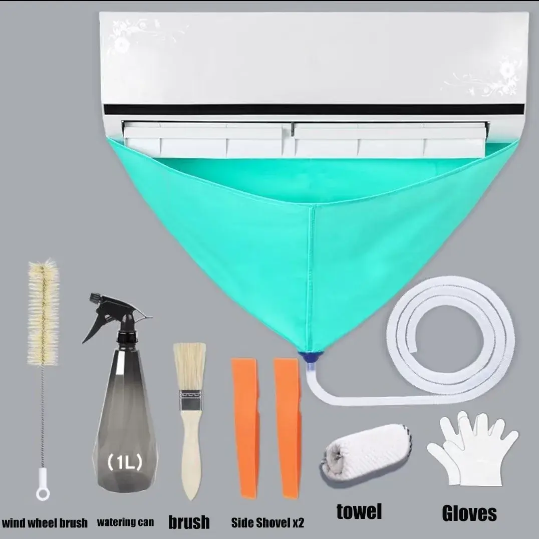 Large Air Conditioner Cleaning Cover with Water Pipe Kit Waterproof Conditioning Cleaner Dust Protection Wash Bag Set