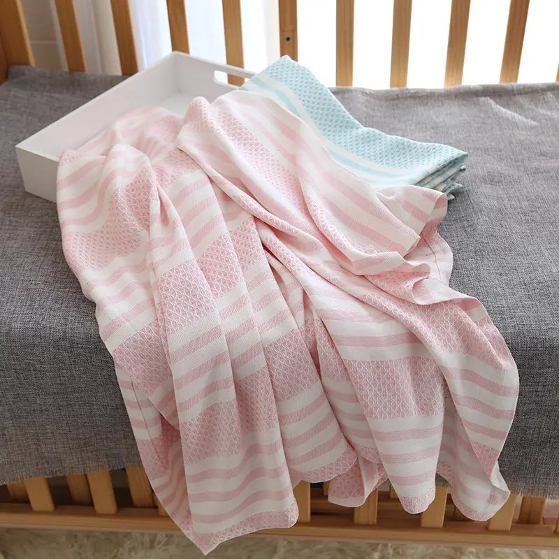 Summer Children's Towels Encrypted Striped Blanket Baby Ice Silk Blanket Kindergarten Thin Baby Striped Blanket