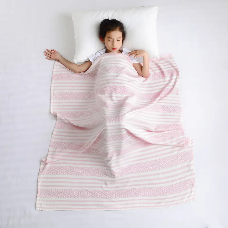 Summer Children's Towels Encrypted Striped Blanket Baby Ice Silk Blanket Kindergarten Thin Baby Striped Blanket