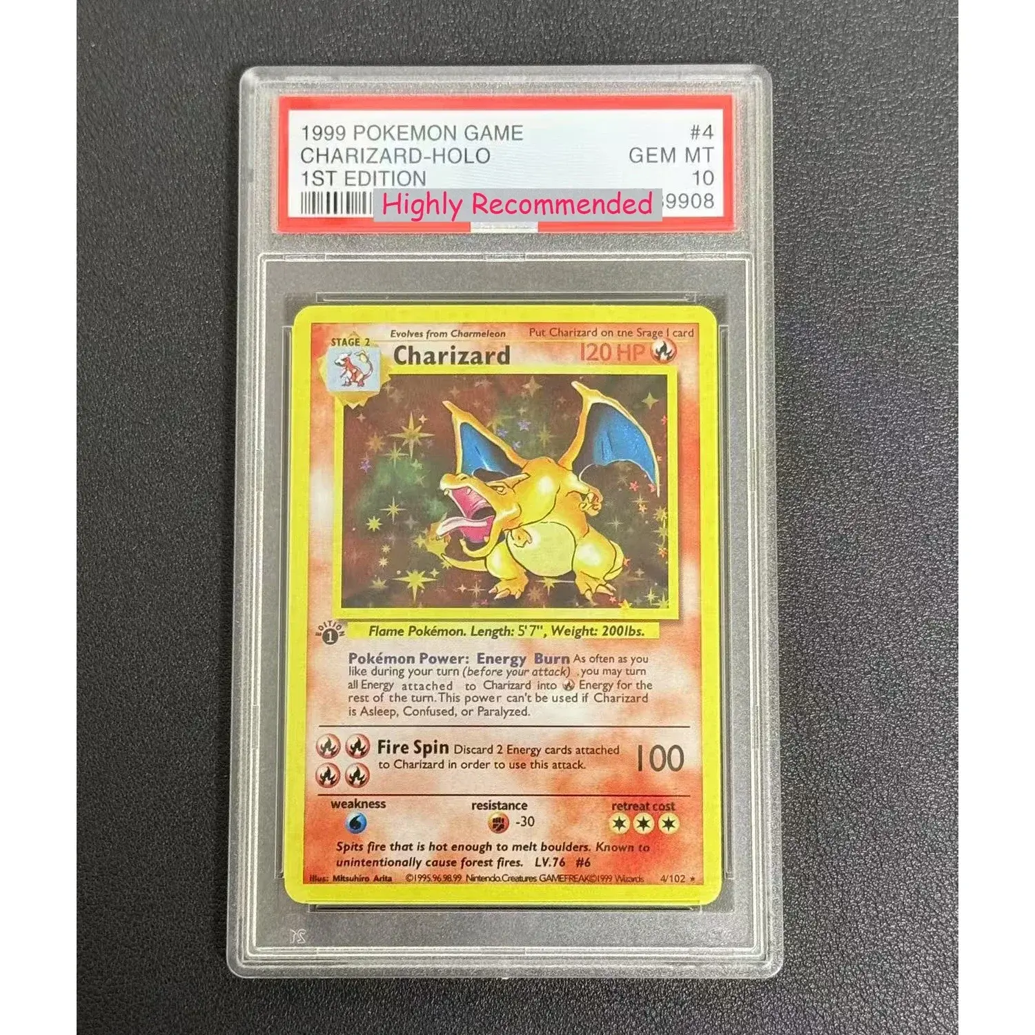 Diy PTCG English Version First Generation Charizard Collection Card Copy Version 10Points Rating Card Classic Anime Card Toy