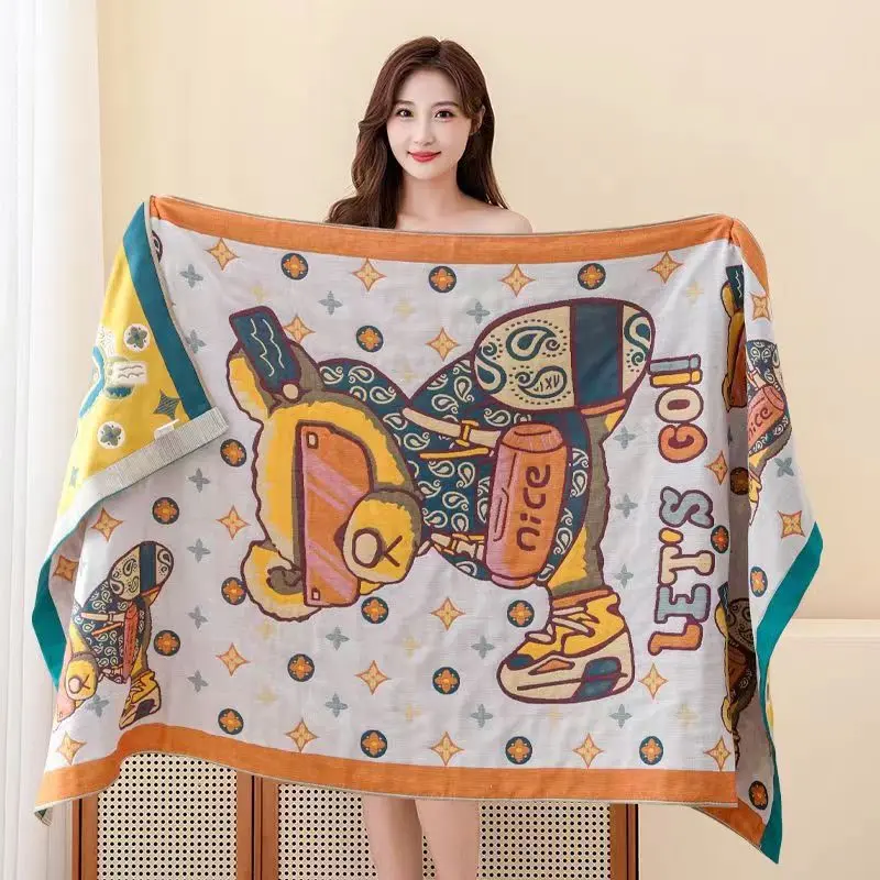 Four Layer Pure Cotton Gauze Bathtowel for Adult Large Size Beach Towel Autumn Spring Bath Towels Absorbent Soft Skin Friendly
