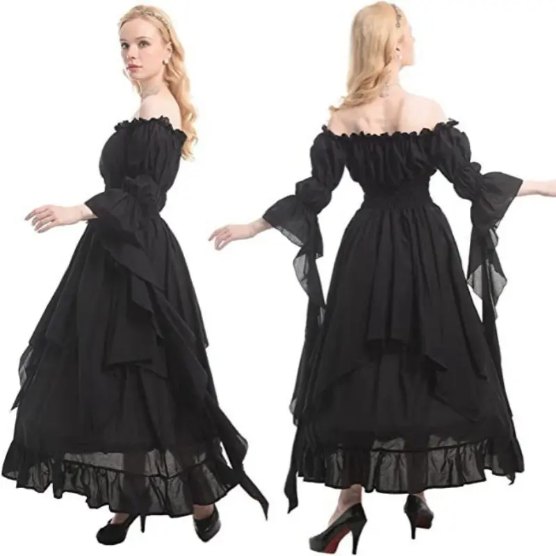 Medieval Halloween Cos Revival Dresses Binding Corset Court Style Long Dresses in Europe and America Anime Cosplay