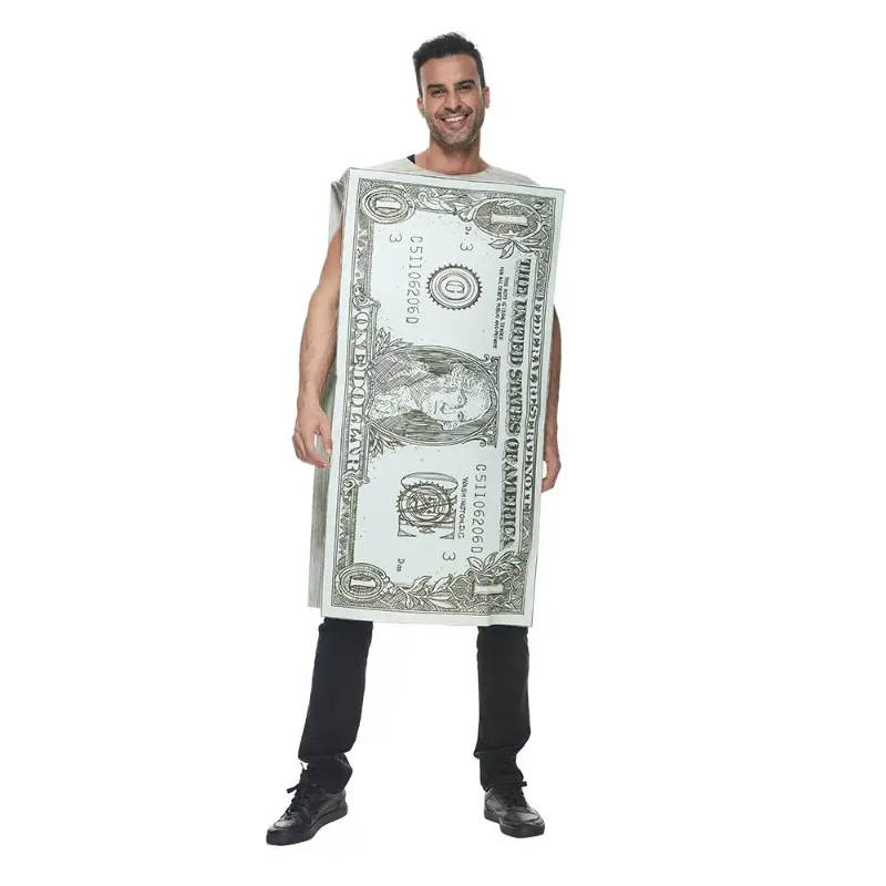 New Unisex Women Dollar Costume Halloween Cosplay One Dollar Bill Adult Costume Bar Party American Dollar Performance Costume