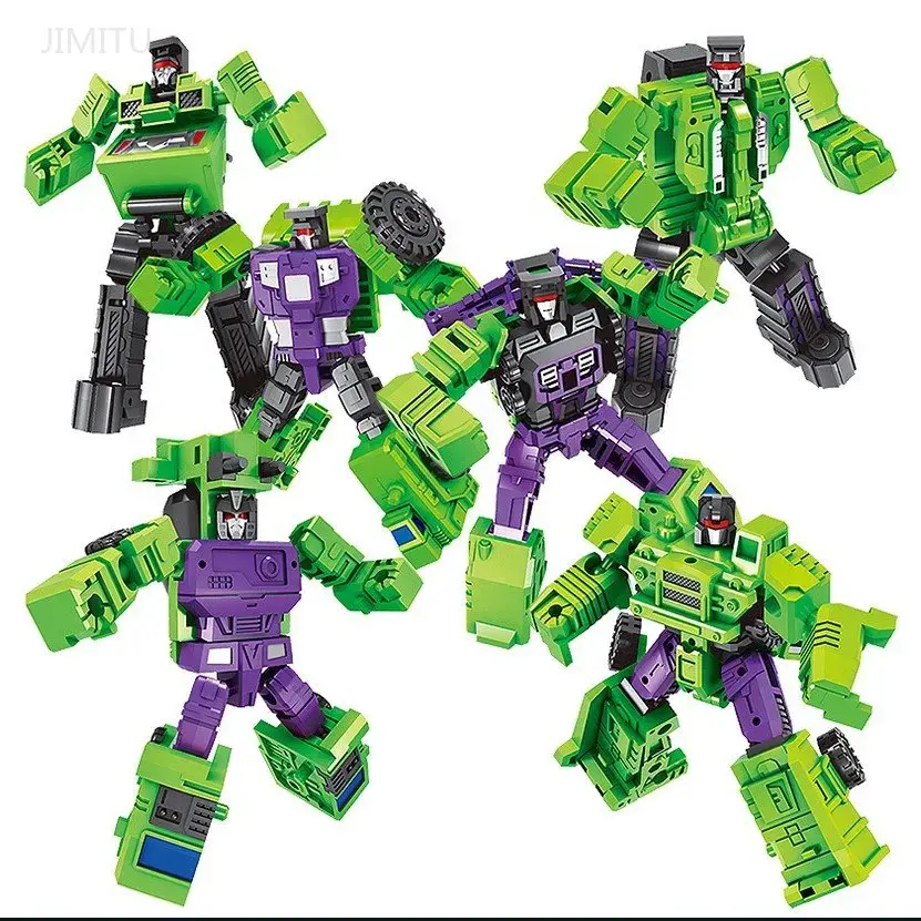 22CM Transformation Robot Car 6 In 1 Defensor Devastator Toy Action Figure ABS Plastic Vehicle Robot Toy Model Gift For Children