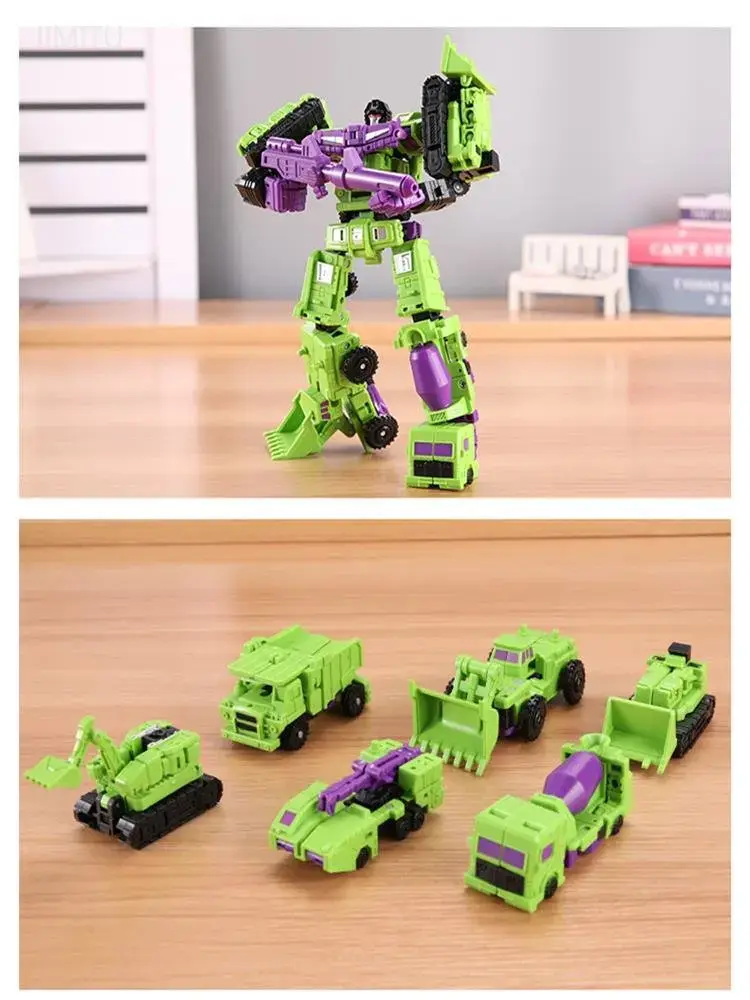 22CM Transformation Robot Car 6 In 1 Defensor Devastator Toy Action Figure ABS Plastic Vehicle Robot Toy Model Gift For Children