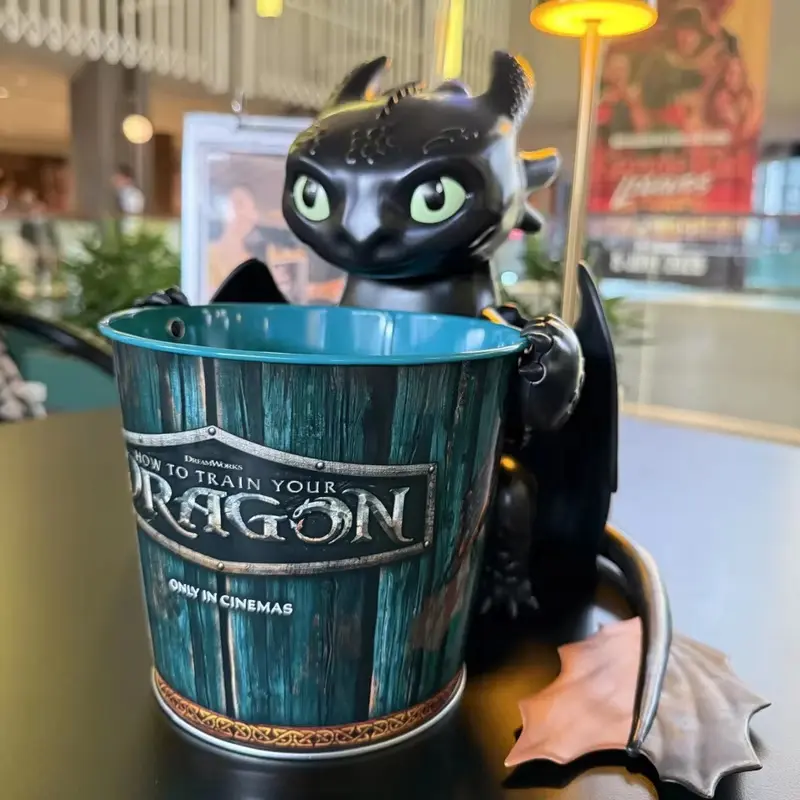 2025 Dragon Taming Expert Movie Anime Figures Toothless Popcorn Shaped Bucket Water Cup Toys Model Gift