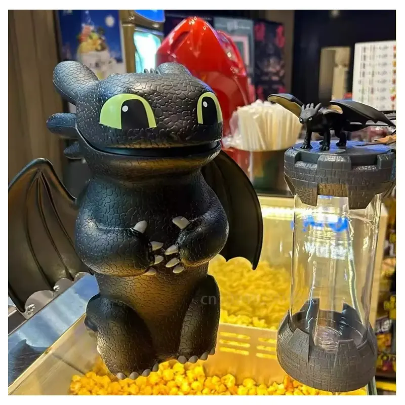 2025 Dragon Taming Expert Movie Anime Figures Toothless Popcorn Shaped Bucket Water Cup Toys Model Gift