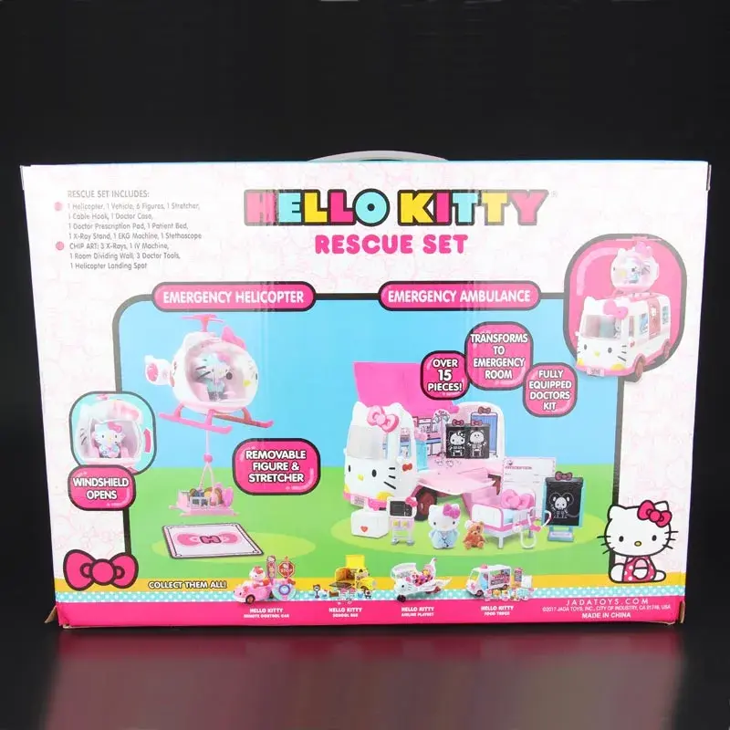 Original Cartoon Hello Kitty Cartoon Plane Ambulance Family Girl Toys Hobbies Action Figures Holiday Gifts for Children