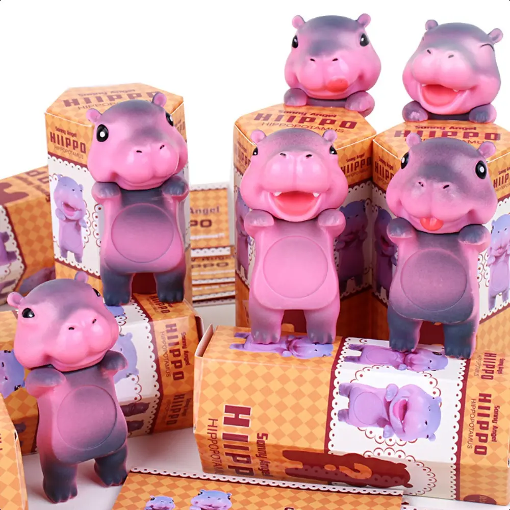 Pink Hippopotamus Series Blind Box Action Figure Hippers Car Office Doll Toy Adorable Collection of Decoratives birthday gifts