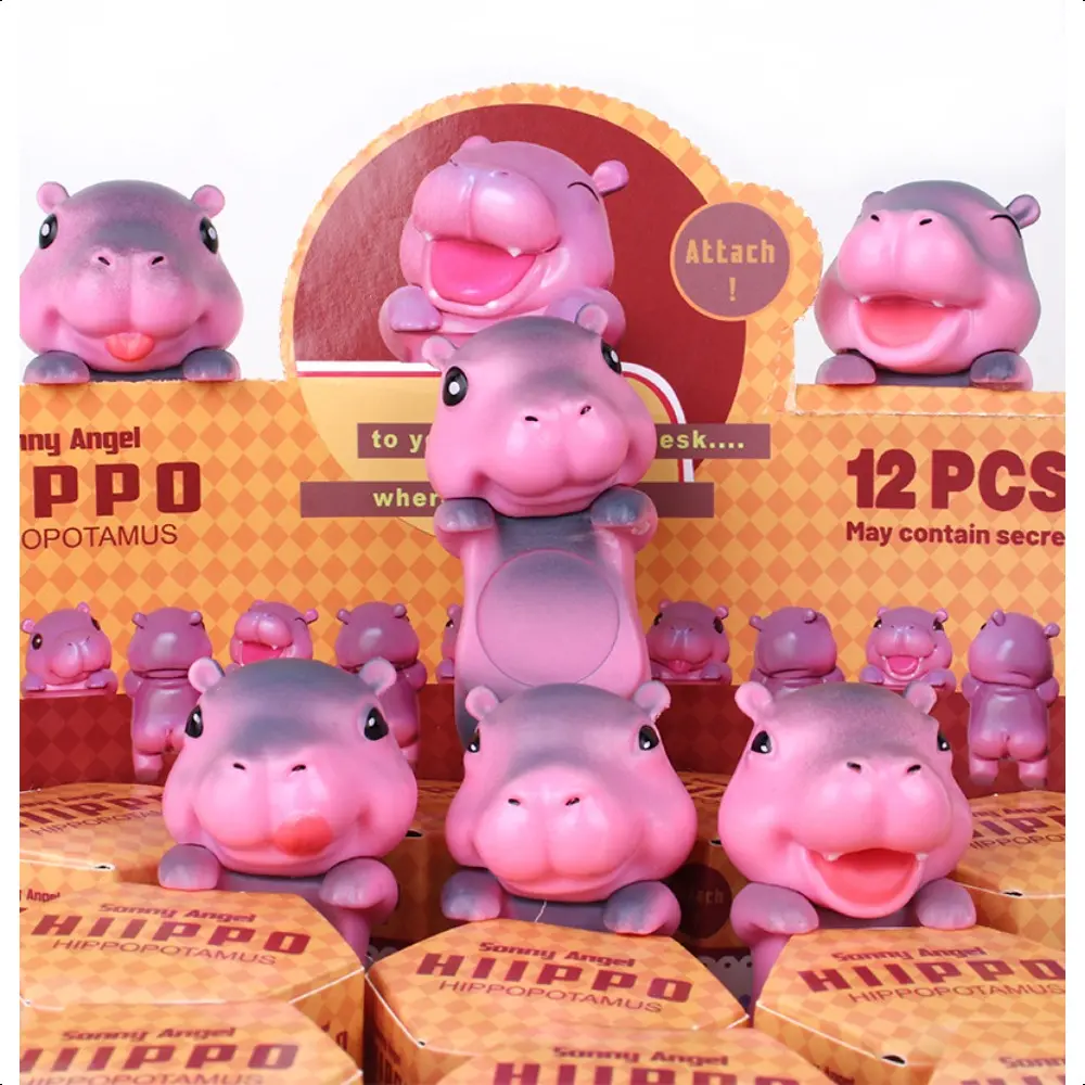 Pink Hippopotamus Series Blind Box Action Figure Hippers Car Office Doll Toy Adorable Collection of Decoratives birthday gifts