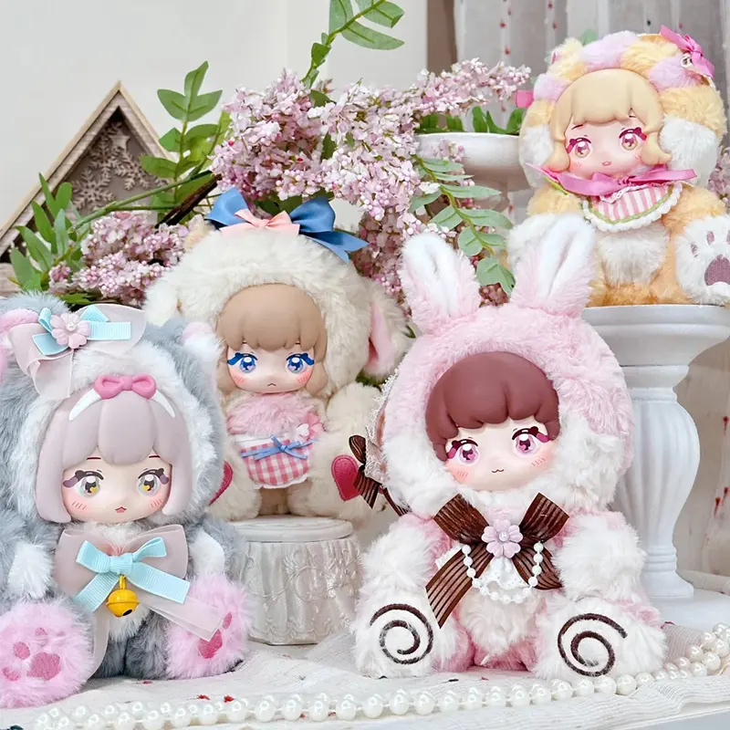 Ninizee Garden Poetry Series Kawaii Cute Vinyl Action Figure Model Doll Desktop Decor Ideal Collectible Toy Gift for Kids