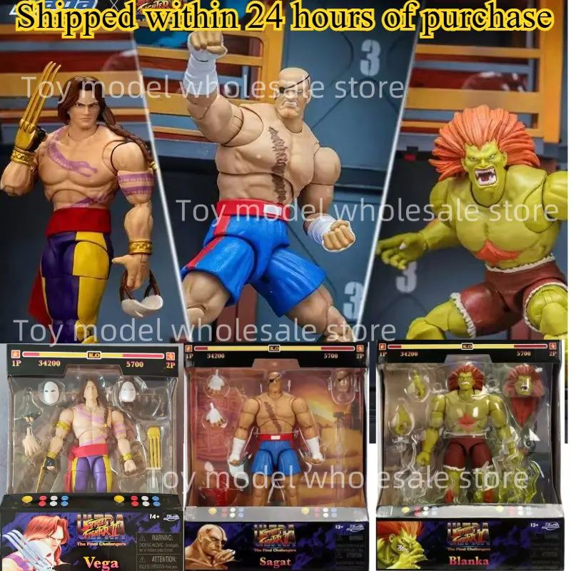 In Stock 1/12 Jada Toys Blanka Sagat Vega Street Fighter Wave 4 Anime Action Figure Collection Model Statue Doll Kid Toy Custom