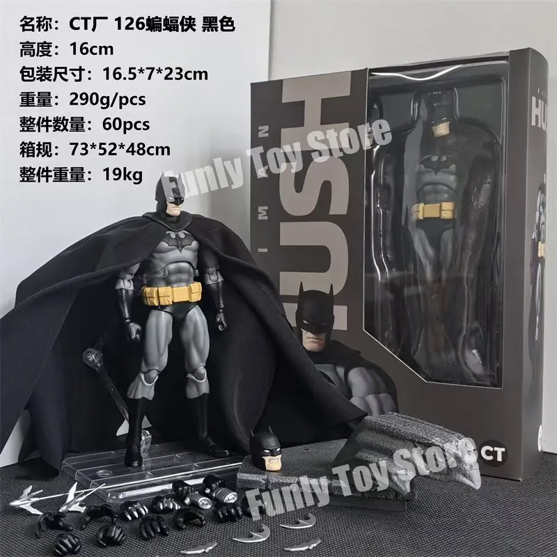 In Stock Ct Toys Batman Black Version Hush Mafex 126 Dc Bat Man Anime Action Figure Figurine Statue Model Custom Gifts Kids Toys