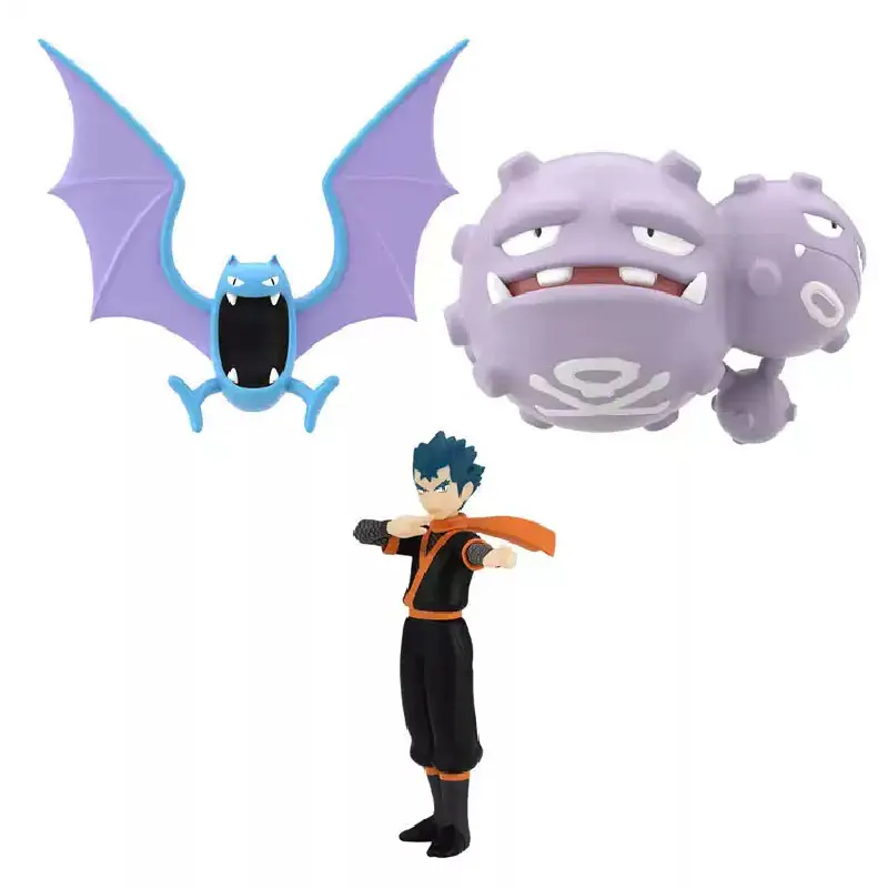 Bandai Original Pokemon SCAIE WORLD KYOU & GOLBAT & MATADOGAS Anime Action Figure Assembly Model Toys Collectible Model Ornament