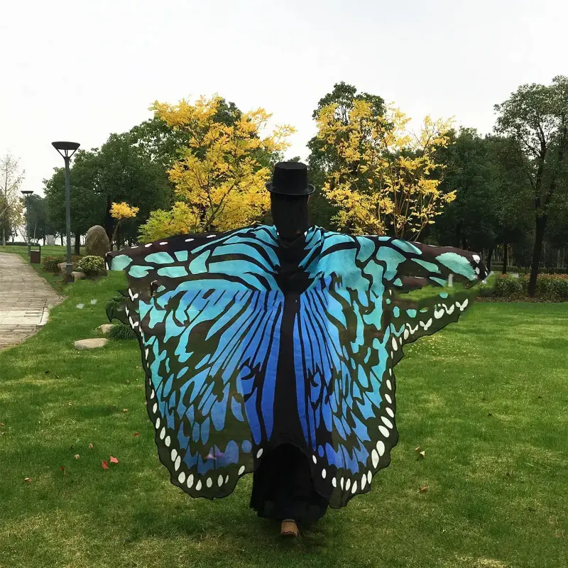 Fashion Butterfly Wing Polyester Beach Towel Cape Scarf Women Christmas Halloween Gift Summer Printed Towel Fashion Lady Clothes