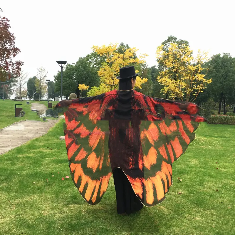 Fashion Butterfly Wing Polyester Beach Towel Cape Scarf Women Christmas Halloween Gift Summer Printed Towel Fashion Lady Clothes