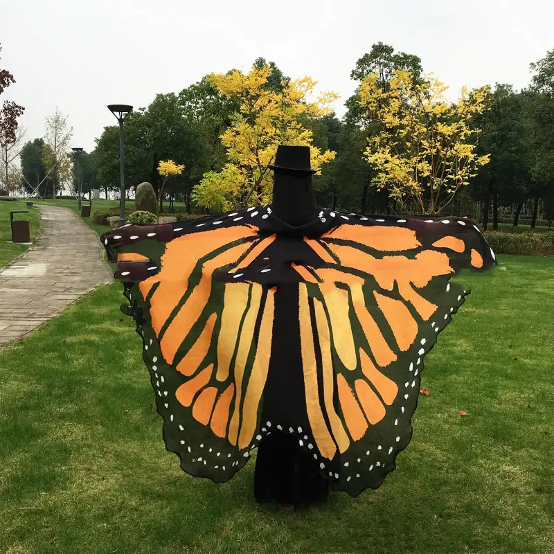 Fashion Butterfly Wing Polyester Beach Towel Cape Scarf Women Christmas Halloween Gift Summer Printed Towel Fashion Lady Clothes