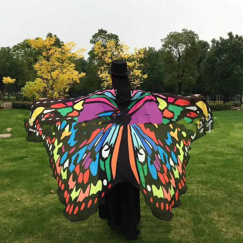 Fashion Butterfly Wing Polyester Beach Towel Cape Scarf Women Christmas Halloween Gift Summer Printed Towel Fashion Lady Clothes