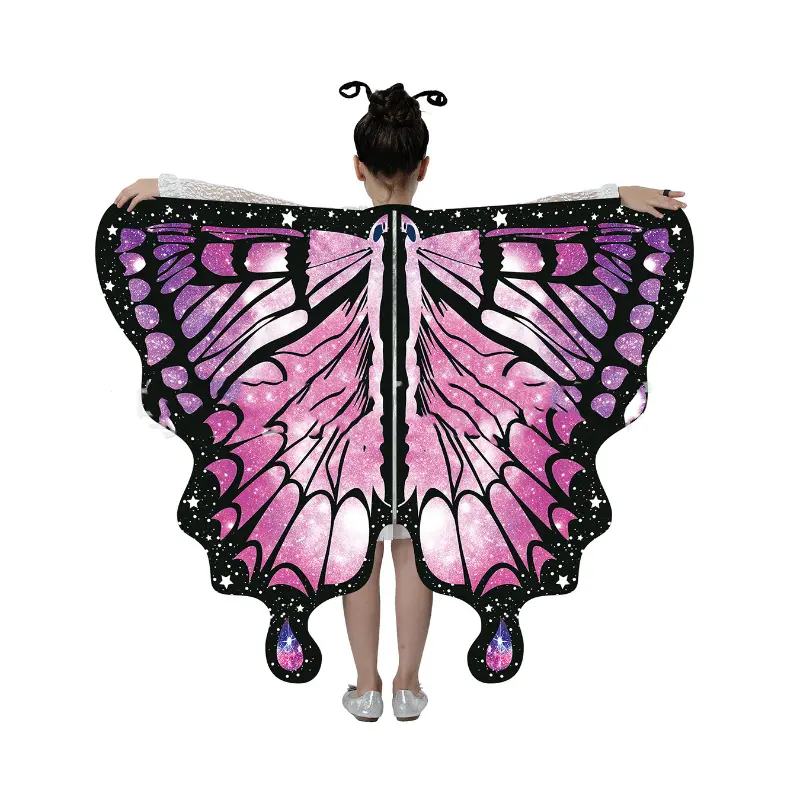 Butterfly Wings Costume Girl Fairy Dress Up Halloween Party Kids Cape Shawl Rainbow Monarch Nymph Pixie Scarf Stage Show New