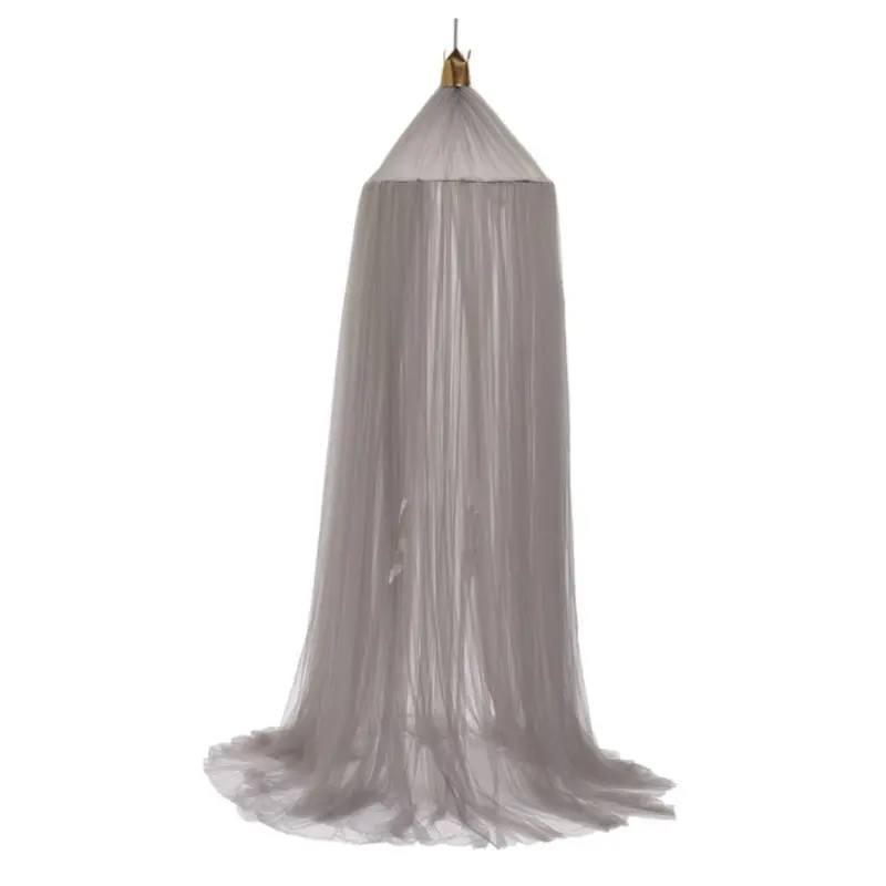 Ins Nordic Style Princess Crown Dome Crib Bed Net Children's Tent Mosquito Net 7-layer Mesh Fabric Children's Room Decoration
