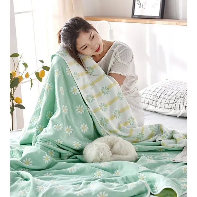 Maternal and Child Grade A-class All Cotton Six Layer Yarn Cover Double-sided Jacquard Adult and Children's Blanket Sofa Blanket