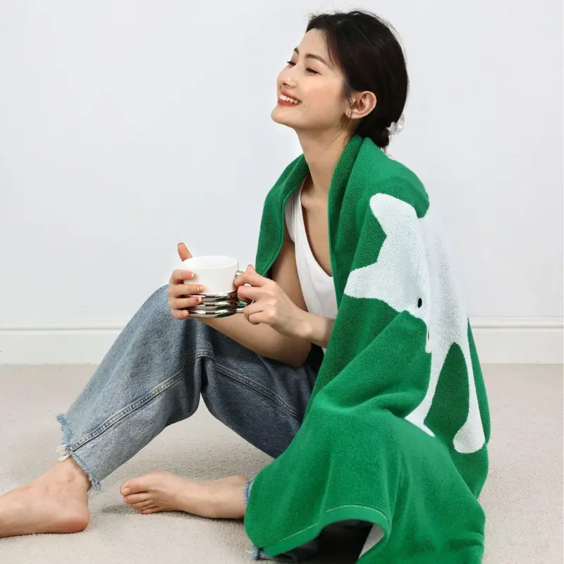Cartoon Puppy Face Towel Bath Towel A-class Combed Long Staple Cotton Beach Towel Absorbent Bathrobe For Children And Adults