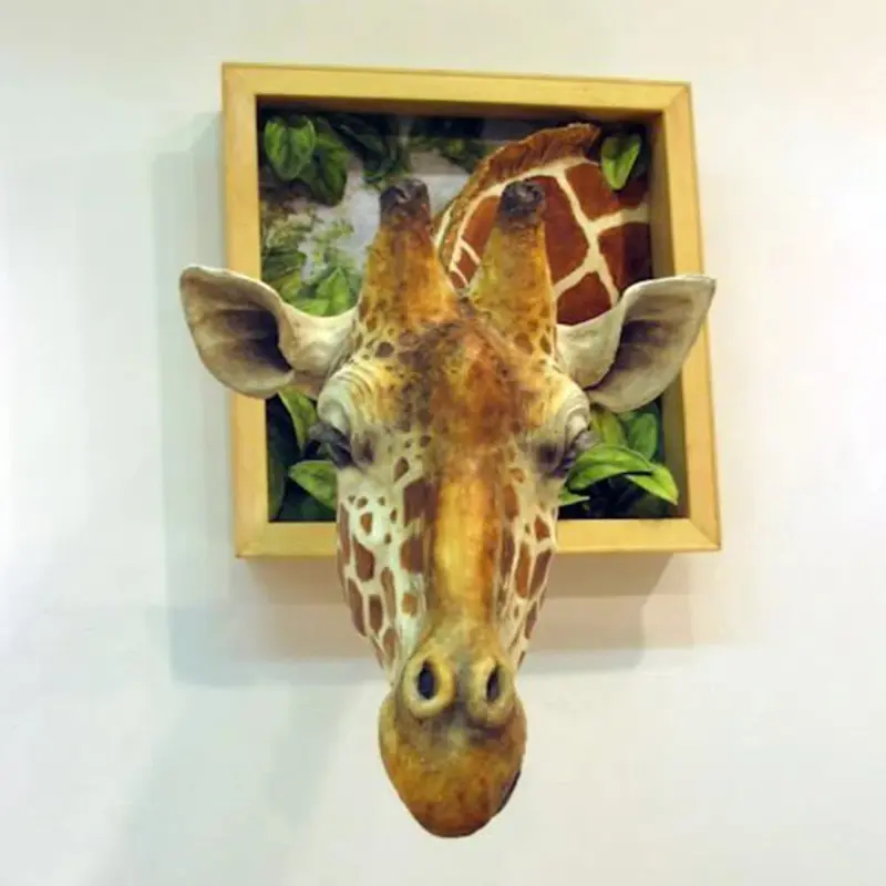Home Furnishing New 3D Photo Frame Giraffe Creative Wall Pendant Simulation Animal Crafts Living Room Decorative Art Ornaments
