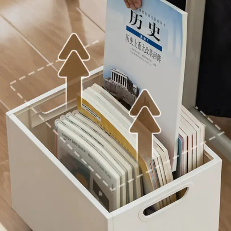 Book Box Book Storage Box with Side Handles Stackable Load Bearing Multifunctional Use File Storage Bins Removable Storage Box