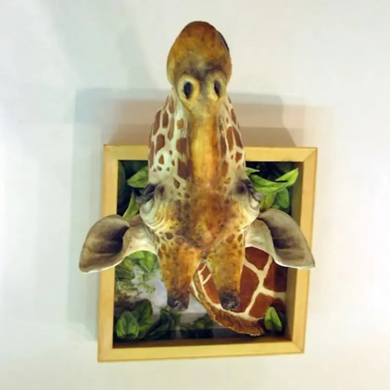 Home Furnishing New 3D Photo Frame Giraffe Creative Wall Pendant Simulation Animal Crafts Living Room Decorative Art Ornaments
