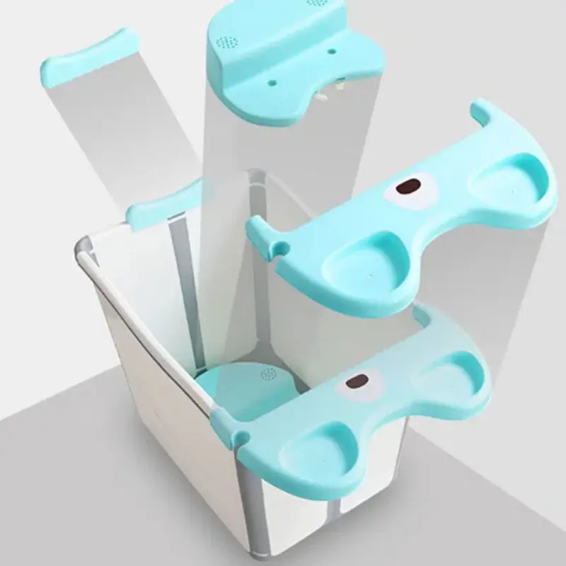 Foldable Bathtub with Seat Swimming Pool Easy to Store Portable Anti Slip Bottom Shower Basin for Boys Home Travel Kids