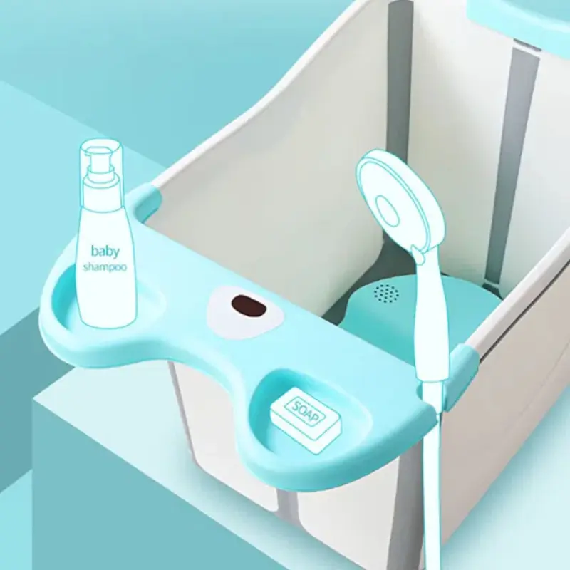 Foldable Bathtub with Seat Swimming Pool Easy to Store Portable Anti Slip Bottom Shower Basin for Boys Home Travel Kids