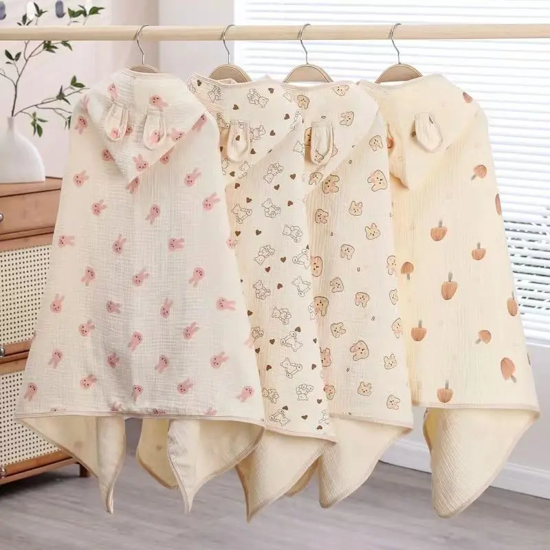 Children Hooded Bath Towel Cute Kids Summer Beach Towel Cloak Cartoon Animal Style Newborn Bathrobe Quilt Washcloth bathrobes